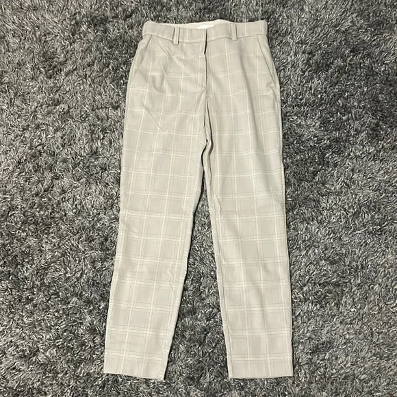 H&M Light Beige Plaid Slacks Size Almost New Excellent Condition